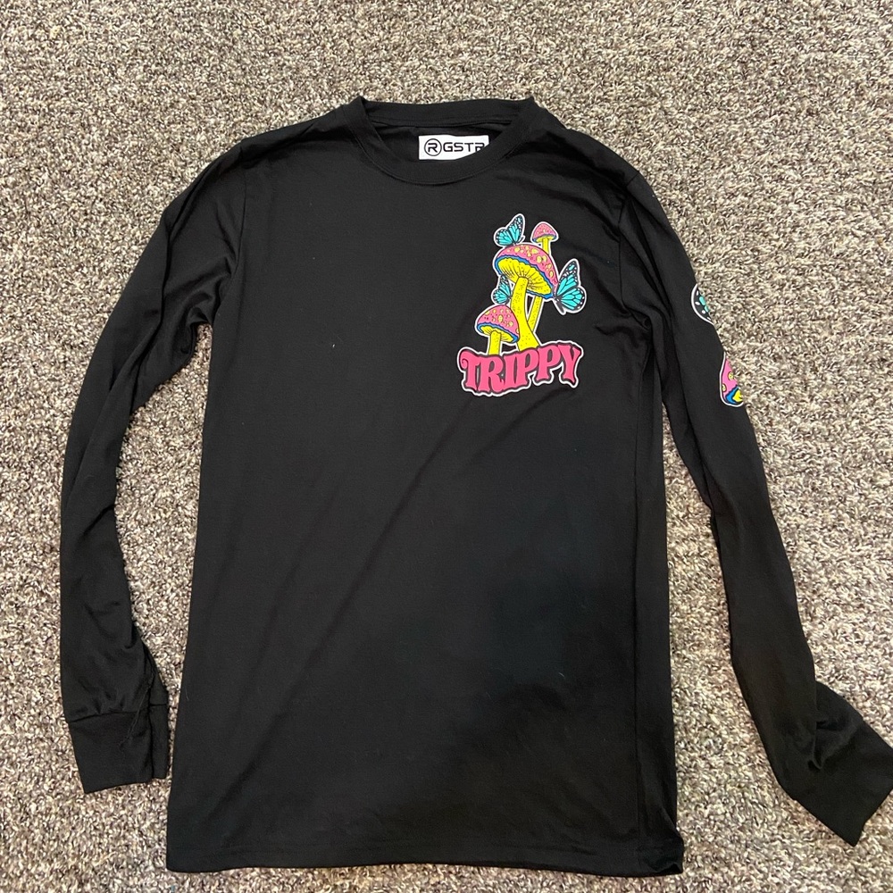 Black long-sleeve graphic tee
